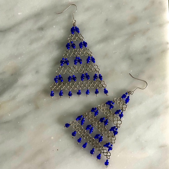 Triangle Beaded Earrings - Picture 3 of 9